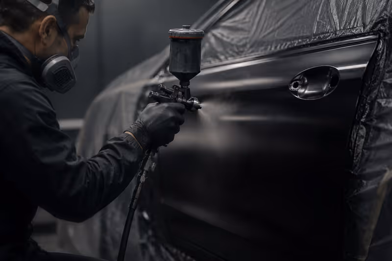 Automaalaus Joensuussa, auton maalaus maalauskammiossa
